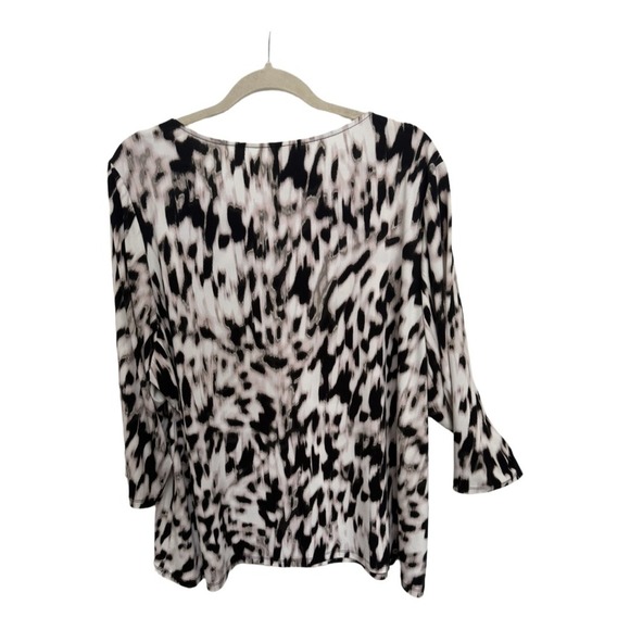 Calvin Klein Animal Print Plus Size 2X 3/4 Sleeve Dressy Shirt Blouse Office - Picture 4 of 6